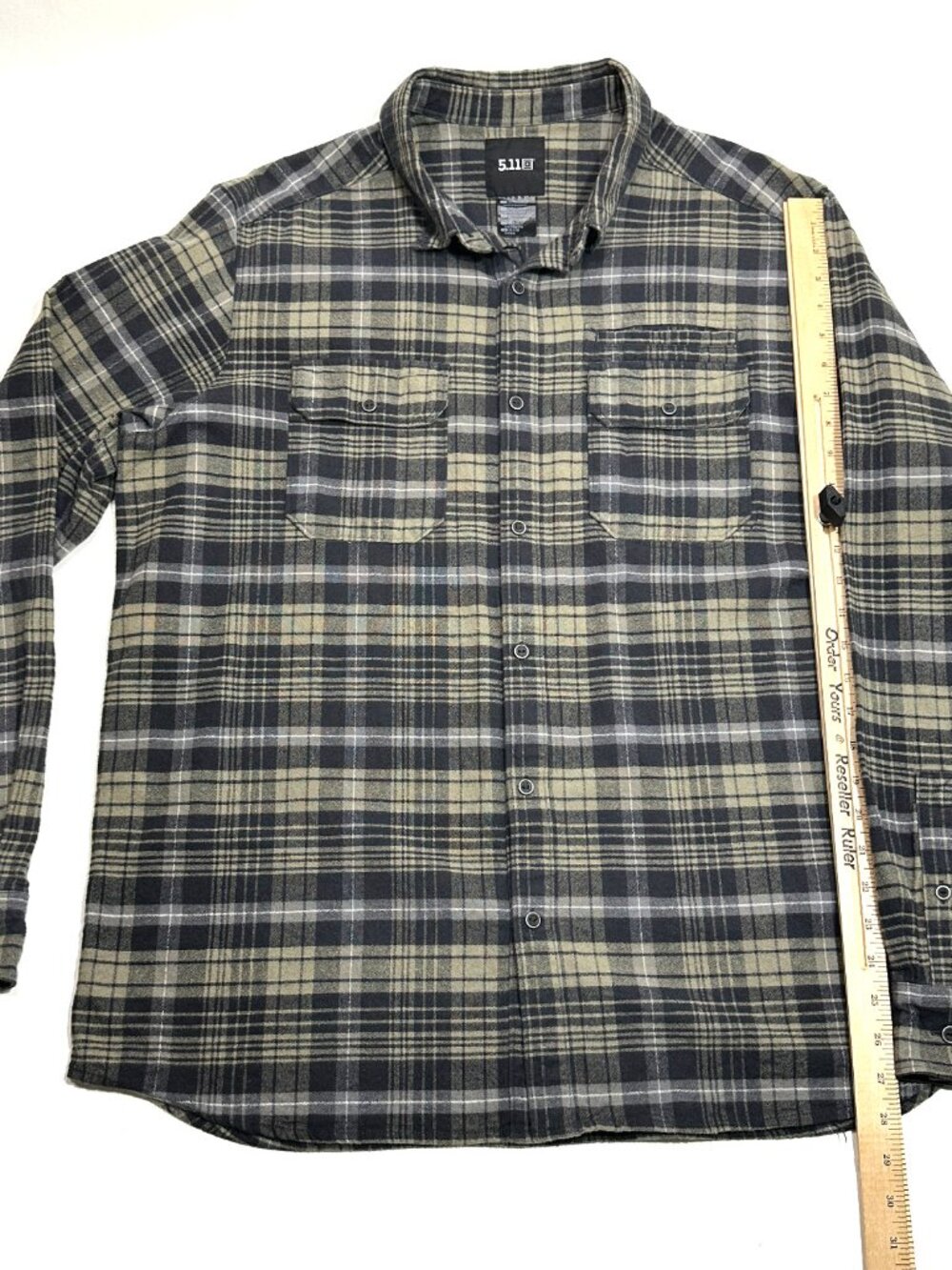 5.11 Tactical Mens Plaid Button Up Flannel Shirt XL Gray Tan Long Sleeve Outdoor - Picture 11 of 16
